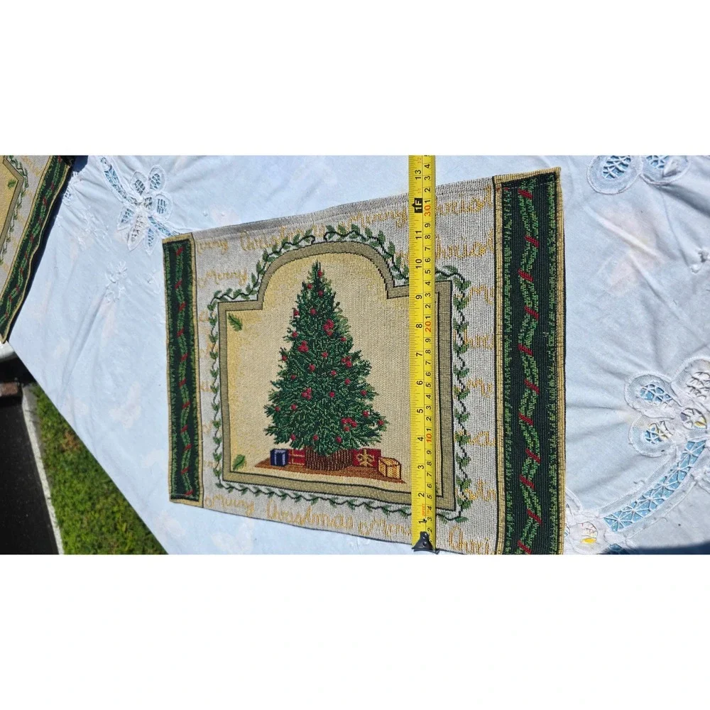 Christmas Table Runner and Placemat Set,‎ Holiday Tree Design, Festive Decor